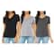 Women's Loose Fitting Short Sleeve V-Neck Tee (3-Pack)